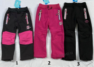 Dívčí oteplené softshellové kalhoty zateplené fleecem