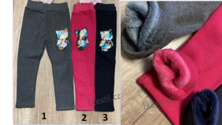 Dívčí zateplené legíny oteplené kalhoty sova 98-128