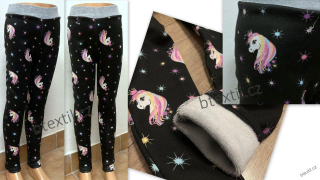 Dívčí oteplené legíny kalhoty jednorožec