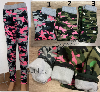 Dívčí zateplené legíny maskáčové