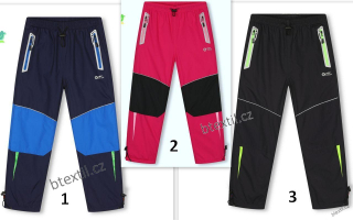 Dětské oteplené šusťákové kalhoty zateplené fleecem 116-146