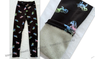 Dívčí zateplené legíny oteplené kalhoty 98-140 Pony