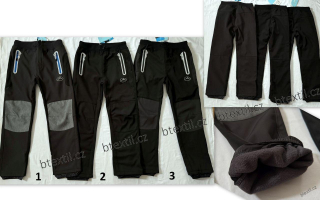 Dětské oteplené softshellové kalhoty zateplené fleecem 146-176